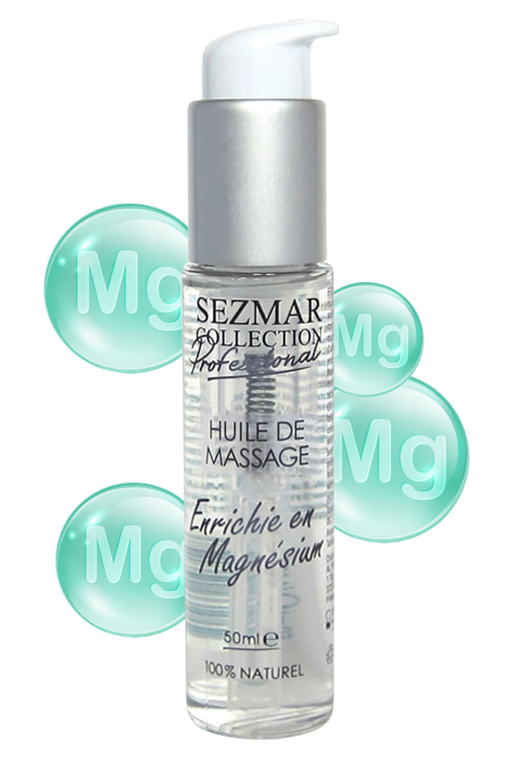 Huile de massage professionnelle Enrichie en Magnésium 100% naturelle 50 ml