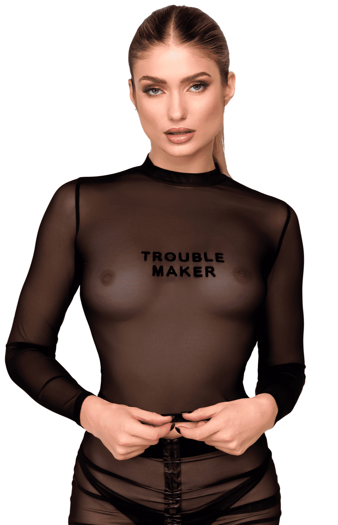 F389 Top transparent noir