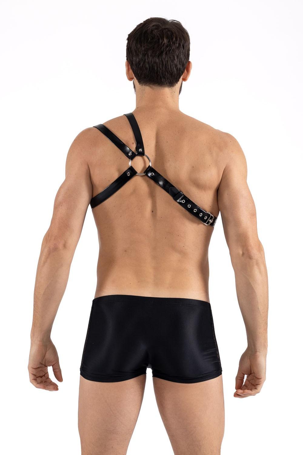 Harnais homme simili cuir double lanières sur épaule