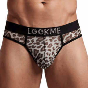 String en résille imprimé léopard gris