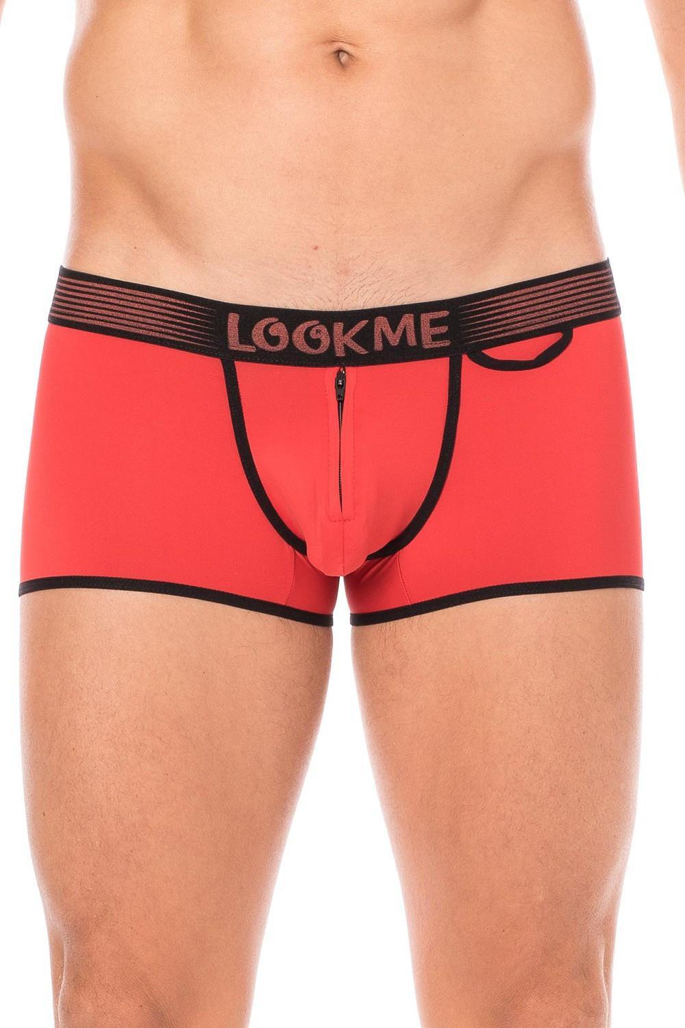 Mini-Pants rouge échancré avec zip