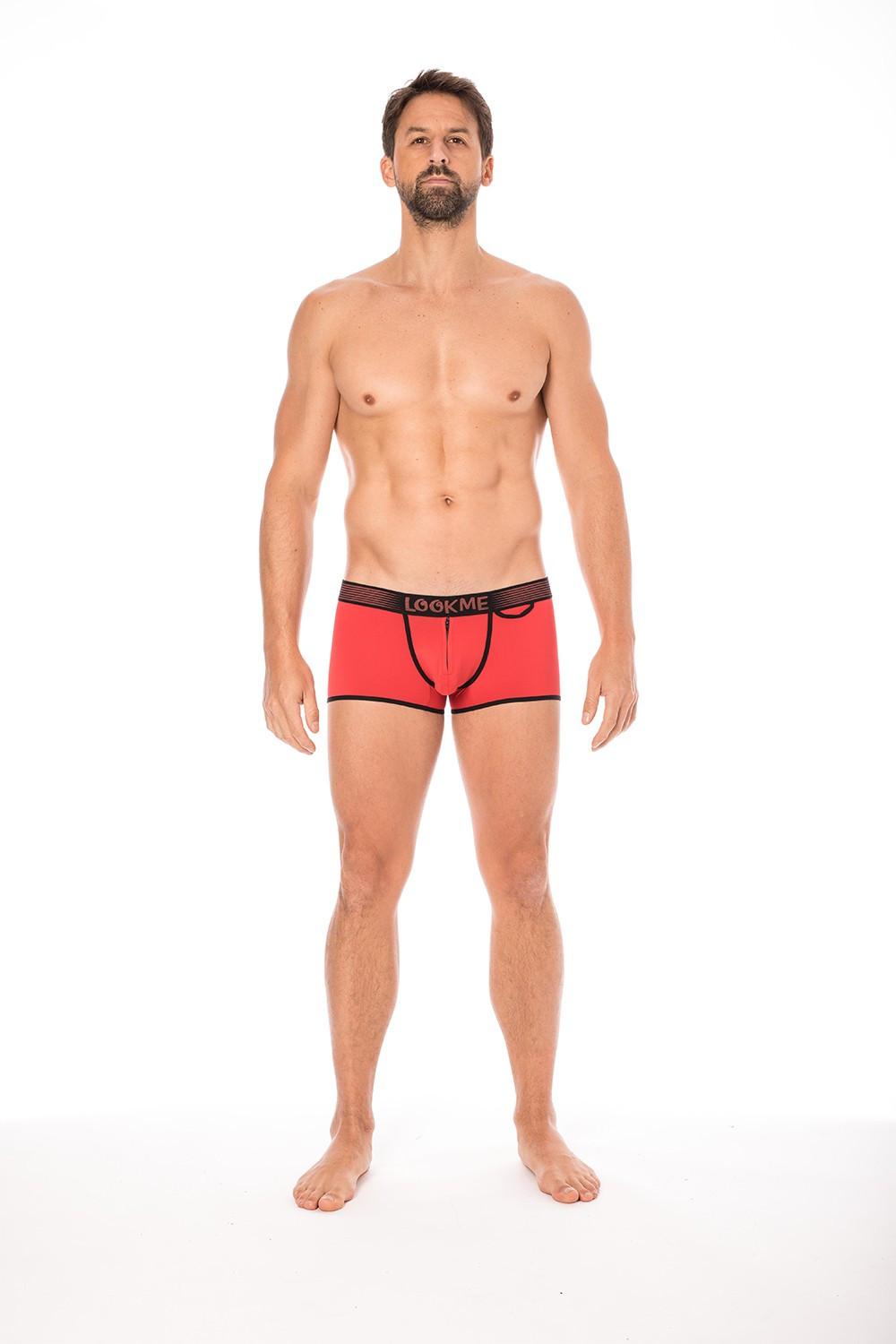 Mini-Pants rouge échancré avec zip