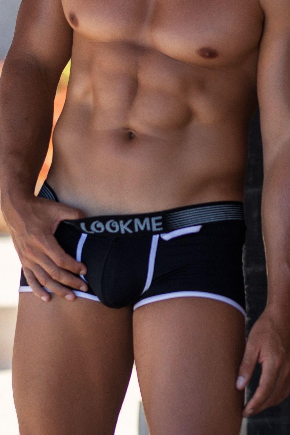 Mini-Pants noir échancré avec zip