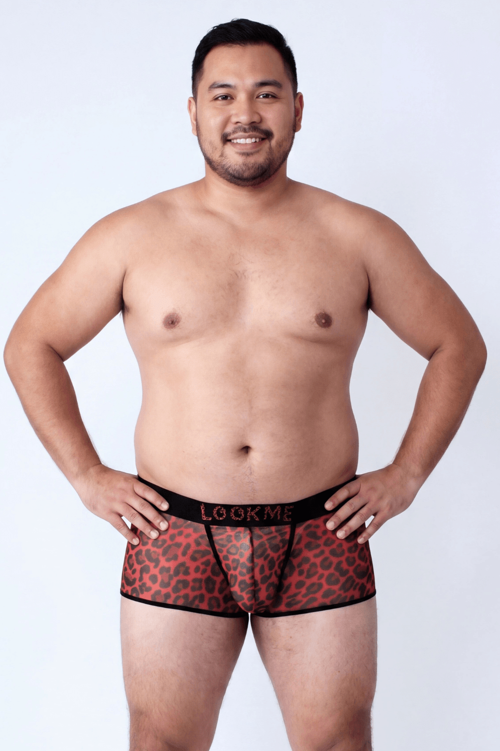 Boxer en résille imprimé léopard rouge