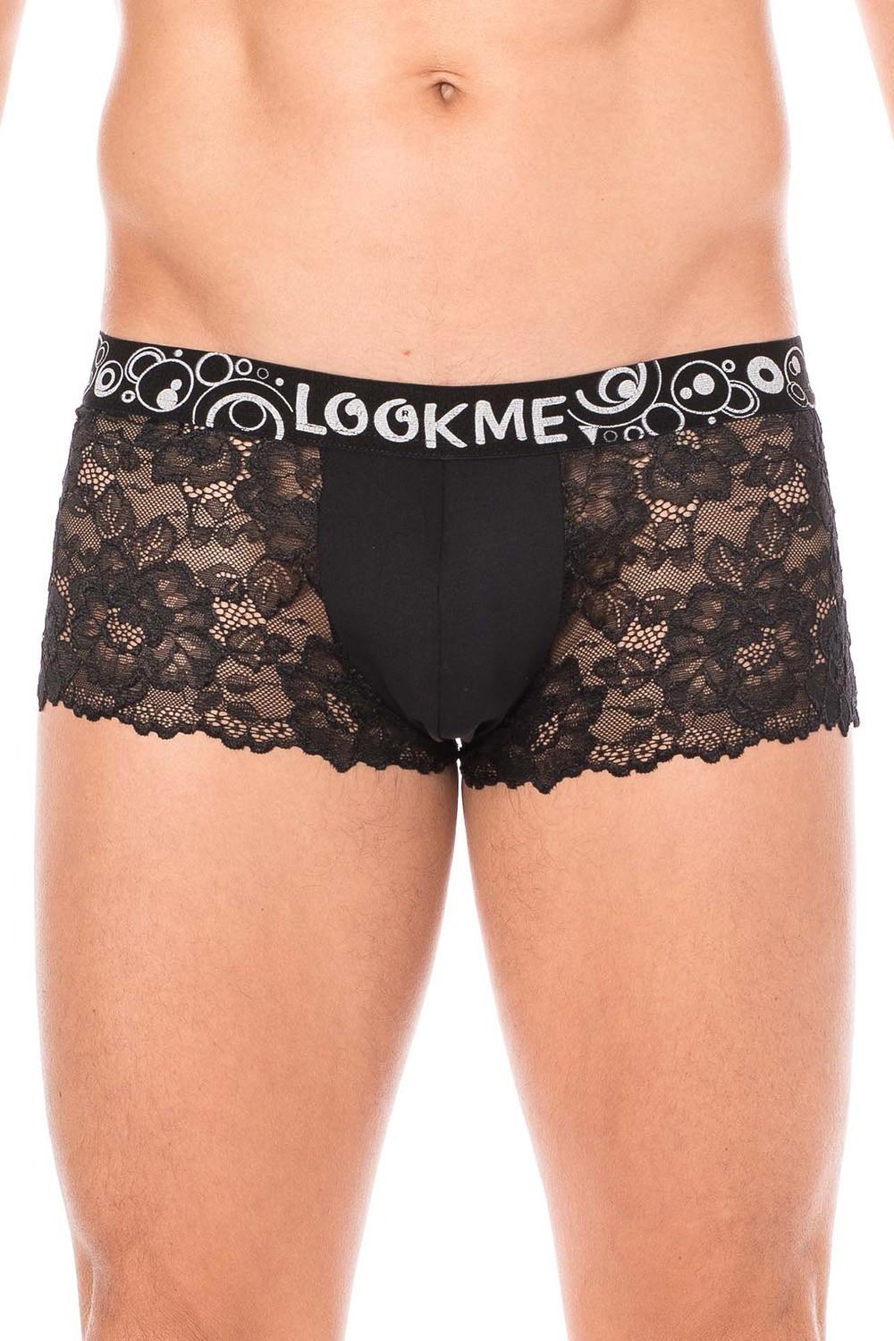 Boxer noir en dentelle délicate