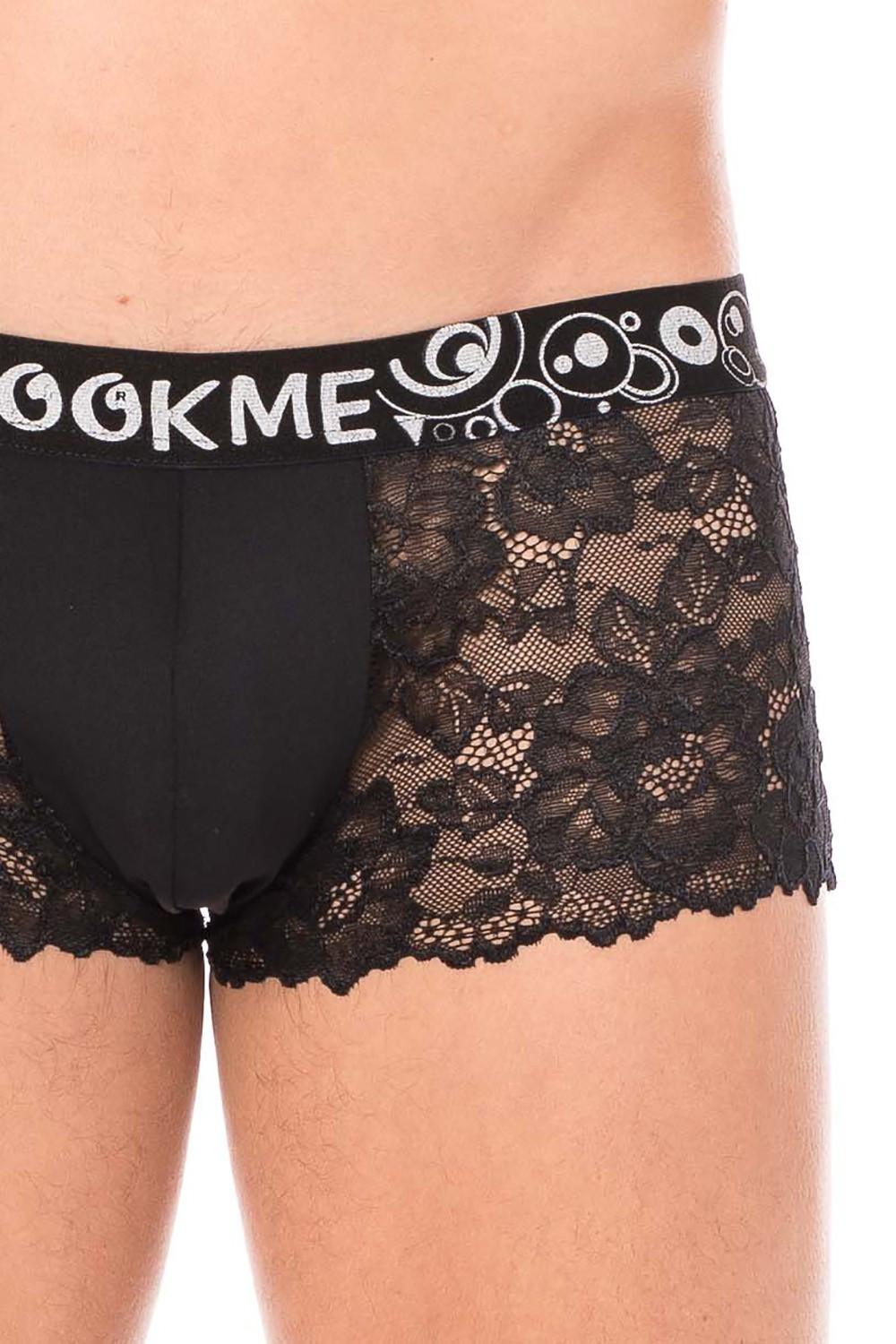 Boxer noir en dentelle délicate