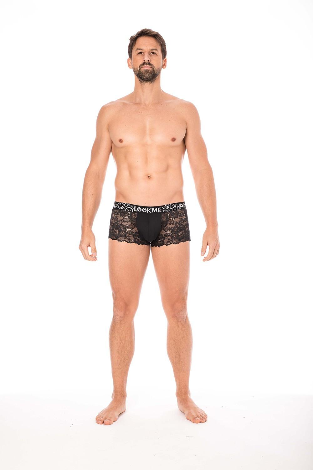Boxer noir en dentelle délicate