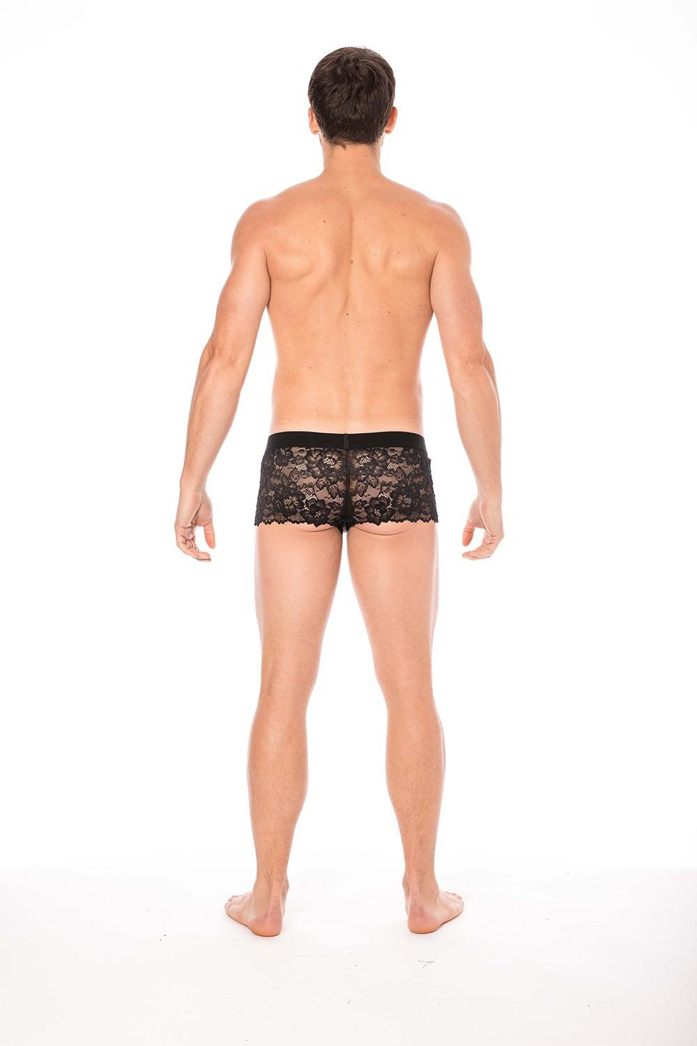 Boxer noir en dentelle délicate