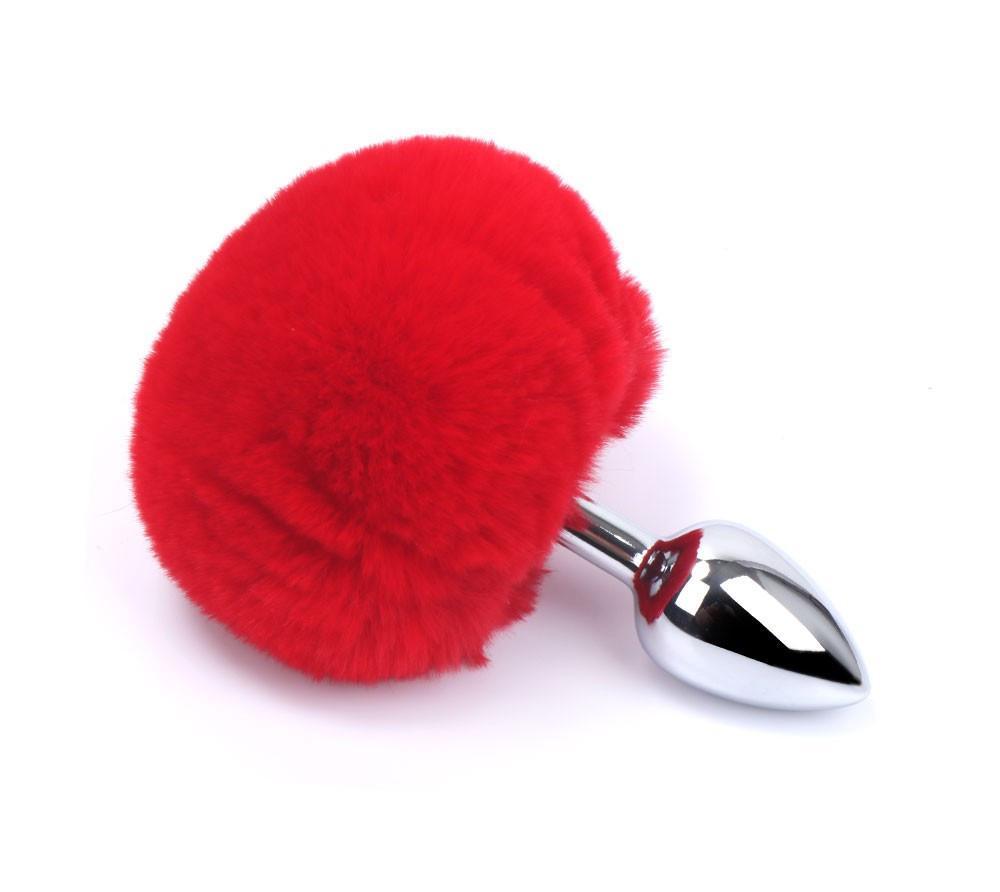 Plug anal aluminium avec pompon rouge Taille S