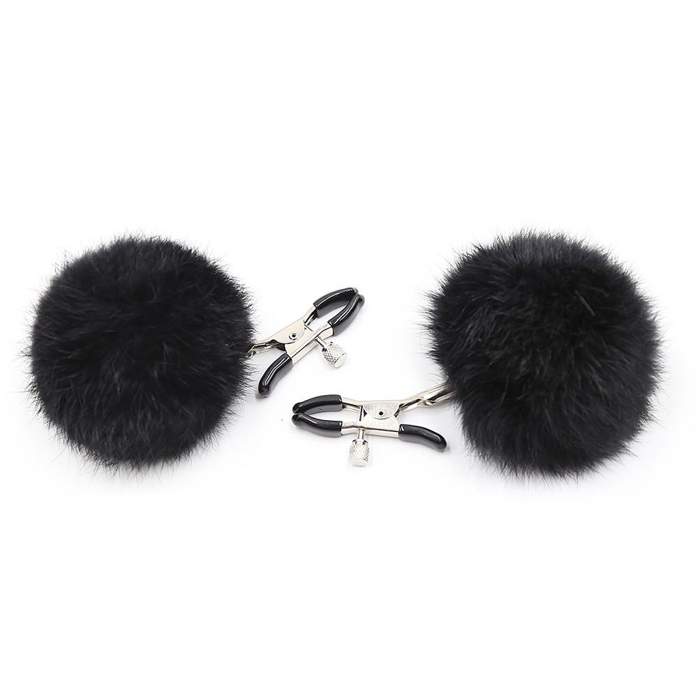 Pinces à seins avec pompoms noires