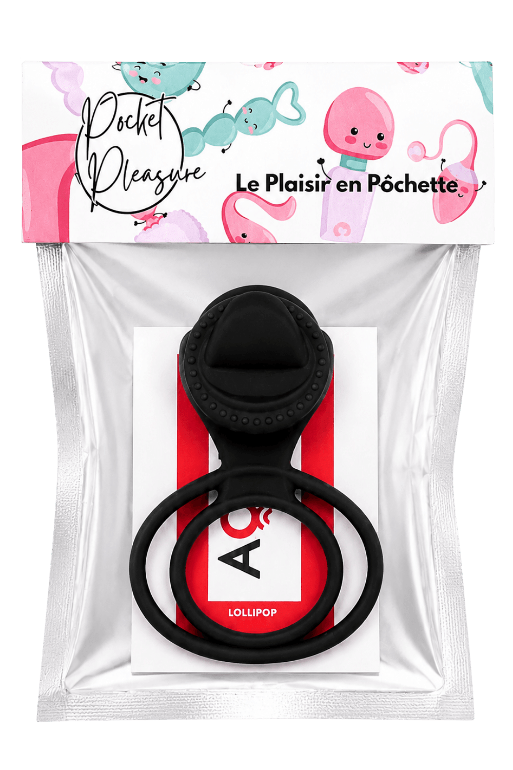 Anneau vibrant 1 seul mode de vibration très extensible noir Pocket Pleasure 1 dosette de lubrifiant
