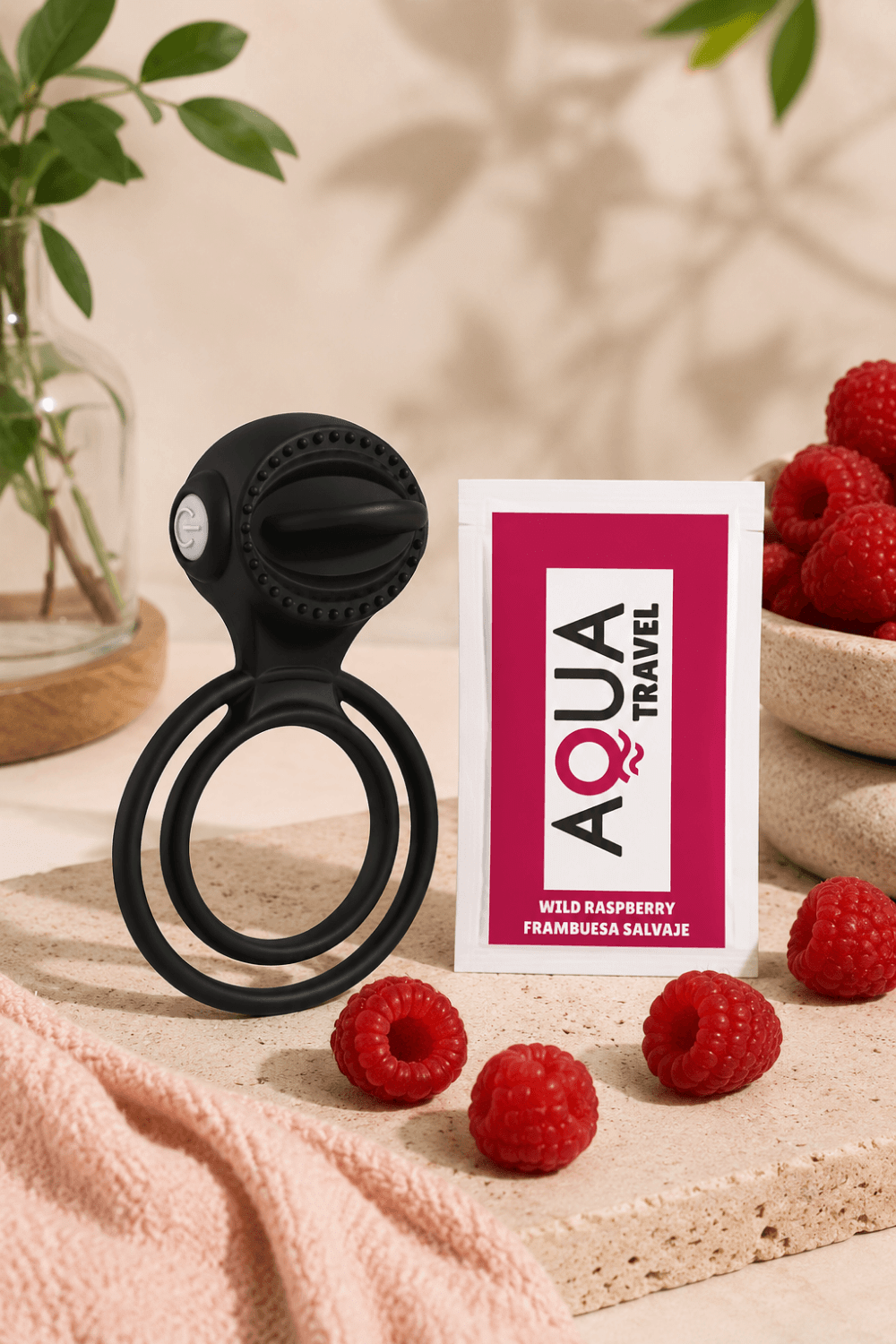 Anneau vibrant 1 seul mode de vibration très extensible noir Pocket Pleasure 1 dosette de lubrifiant
