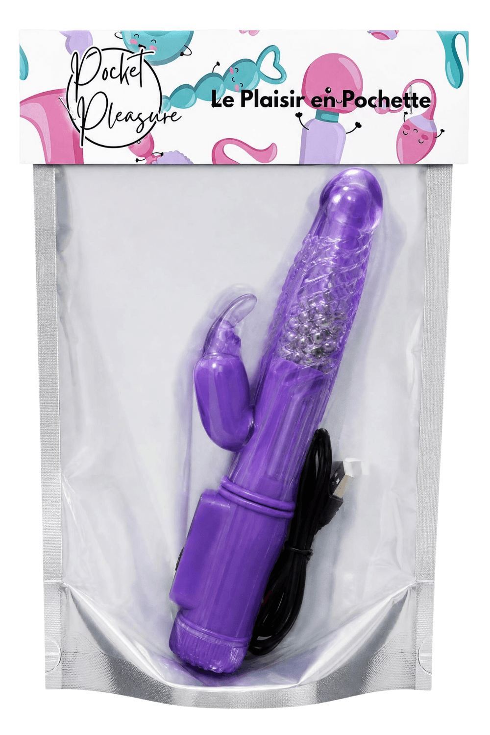 Vibromasseur Rabbit Violet Rotation Vibration 36 Modes 1 dosette de lubrifiant — Pocket Pleasure