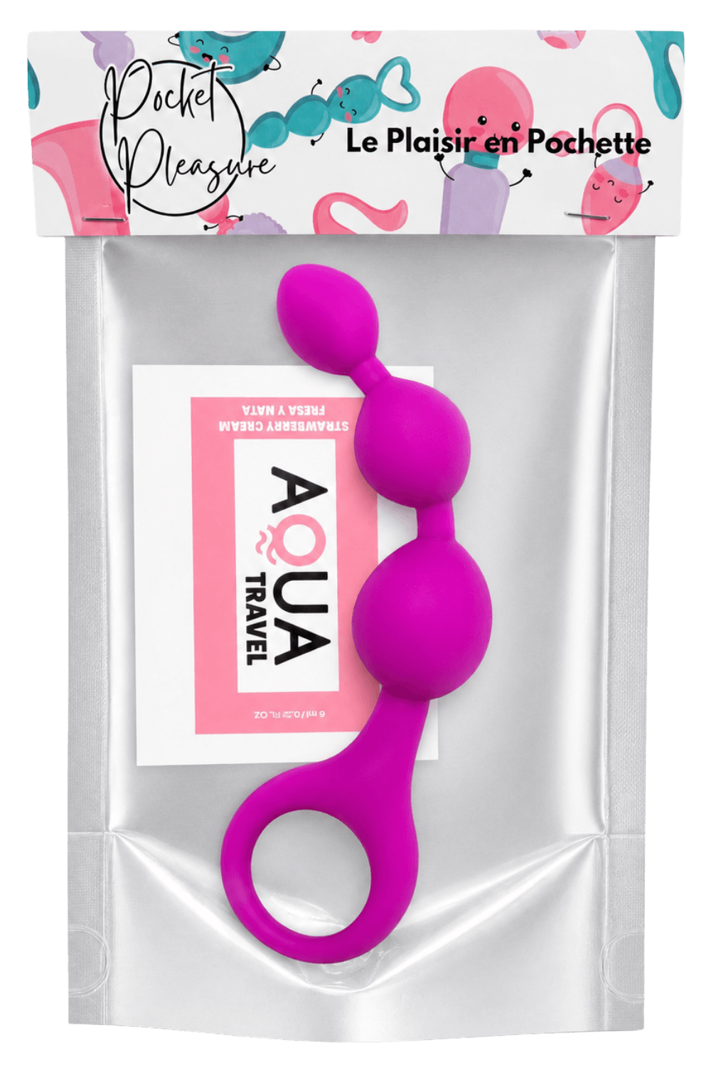 Chapelet Anal 3 Boules Fuchsia Silicone 1 dosette de lubrifiant — Pocket Pleasure