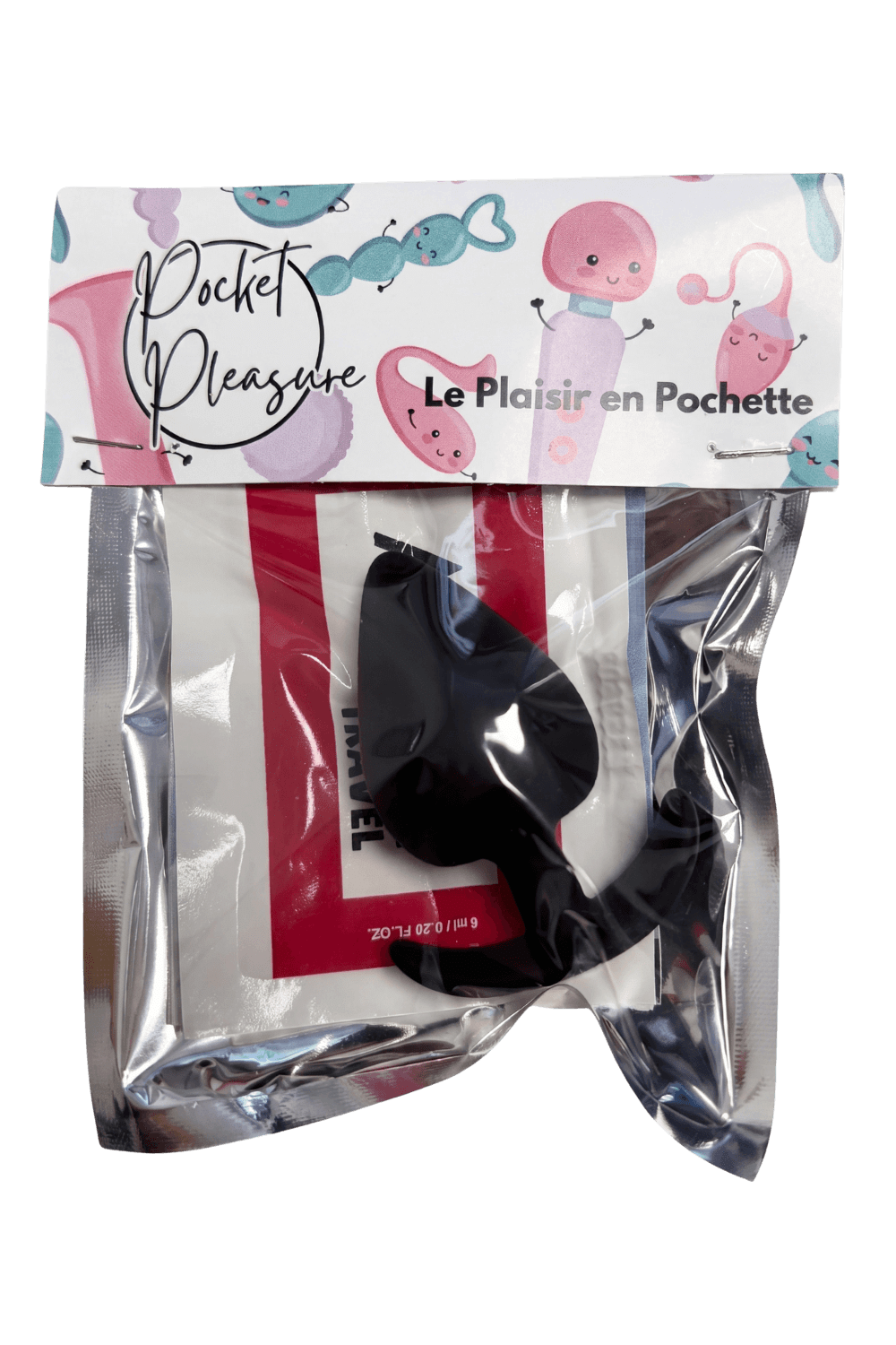Plug Anal Silicone Noir XS Pocket Pleasure 1 dosette de lubrifiant