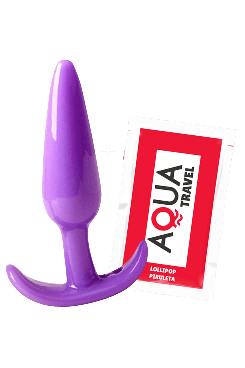 Plug anal violet souple base évasée Pocket Pleasure 1 dosette de lubrifiant