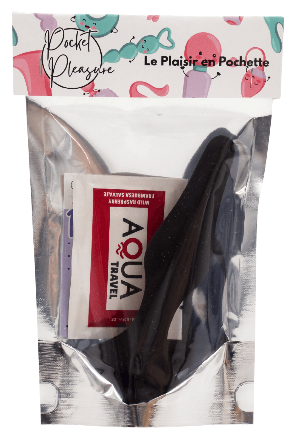 Plug Anal Noir en Silicone L avec Ventouse Taille L 12,7 cm Pocket Pleasure 1 dosette de lubrifiant