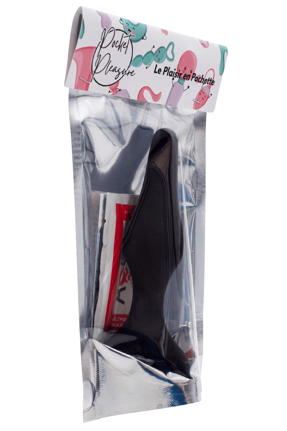 Plug Anal Noir en Silicone L avec Ventouse Taille L 12,7 cm Pocket Pleasure 1 dosette de lubrifiant