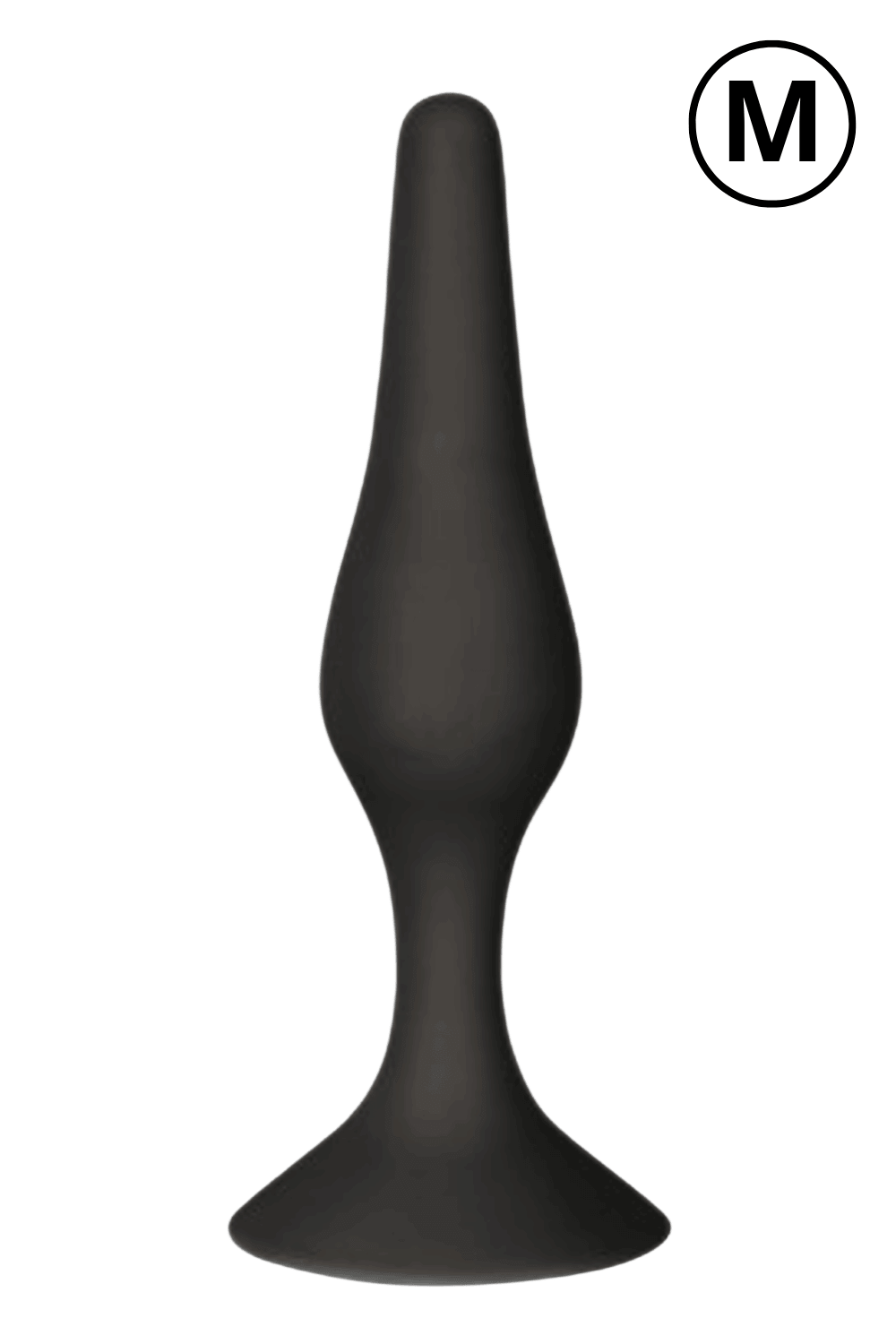 Plug Anal Noir en Silicone M avec Ventouse Taille M 11,3 cm Pocket Pleasure 1 dosette de lubrifiant