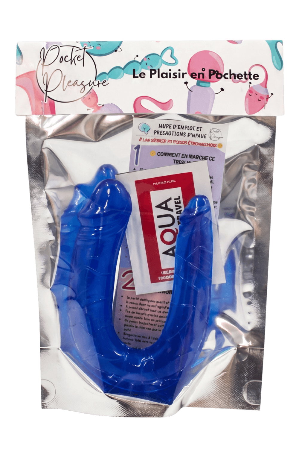 Double Dong Flexible Bleu Pocket Pleasure 1 dosette de lubrifiant