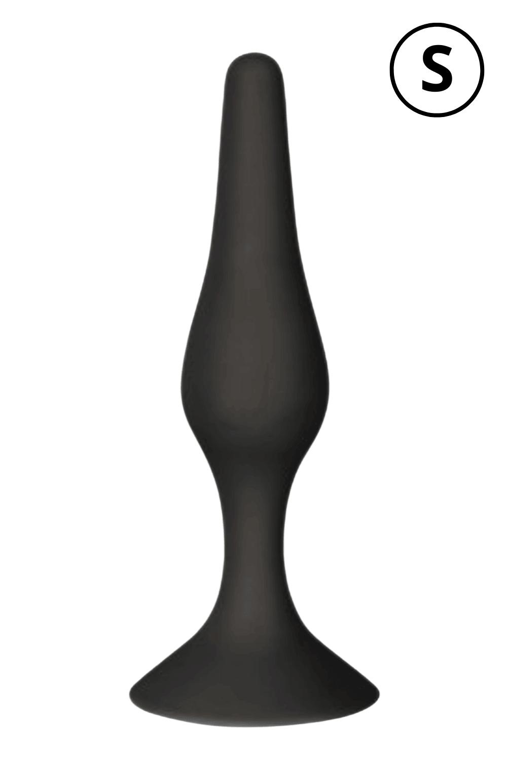 Plug Anal Noir en Silicone S avec Ventouse Taille S 10,5 cm Pocket Pleasure 1 dosette de lubrifiant