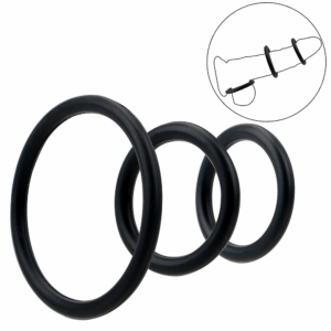 Trio d&rsquo;Anneaux Péniens Silicone Noir Pocket Pleasure 1 dosette de lubrifiant