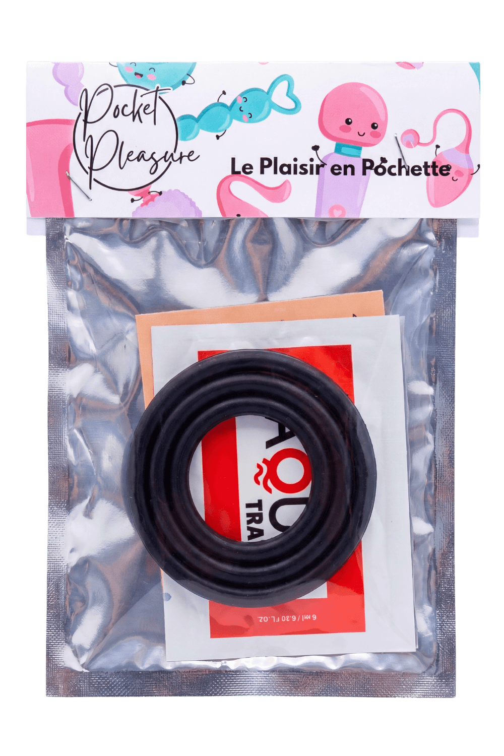 Trio d’Anneaux Péniens Silicone Noir Pocket Pleasure 1 dosette de lubrifiant