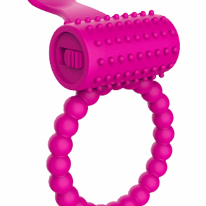 Anneau rose vibrant silicone avec langue picot Pocket Pleasure 1 dosette de lubrifiant