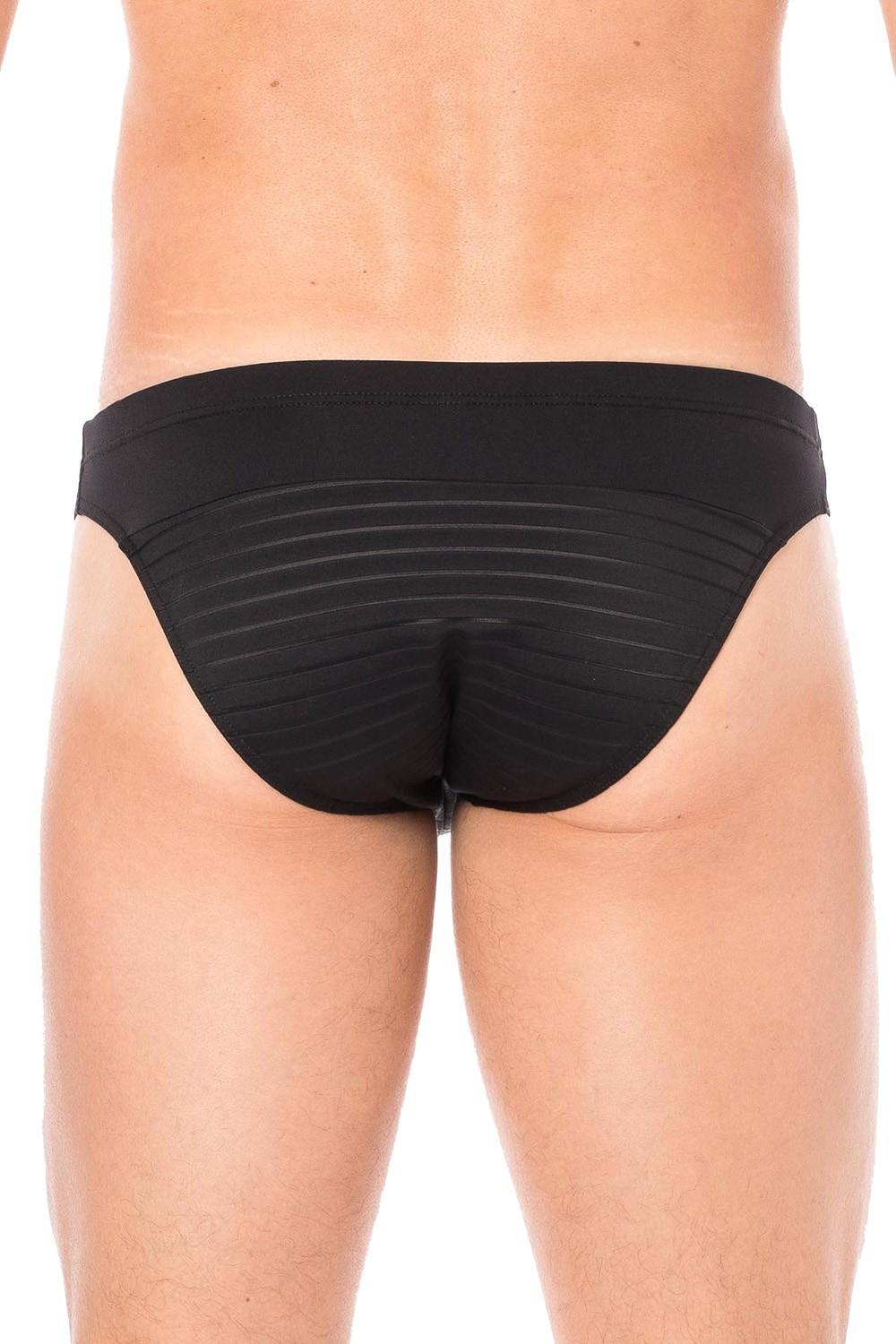 Slip noir rayé opaque et transparent