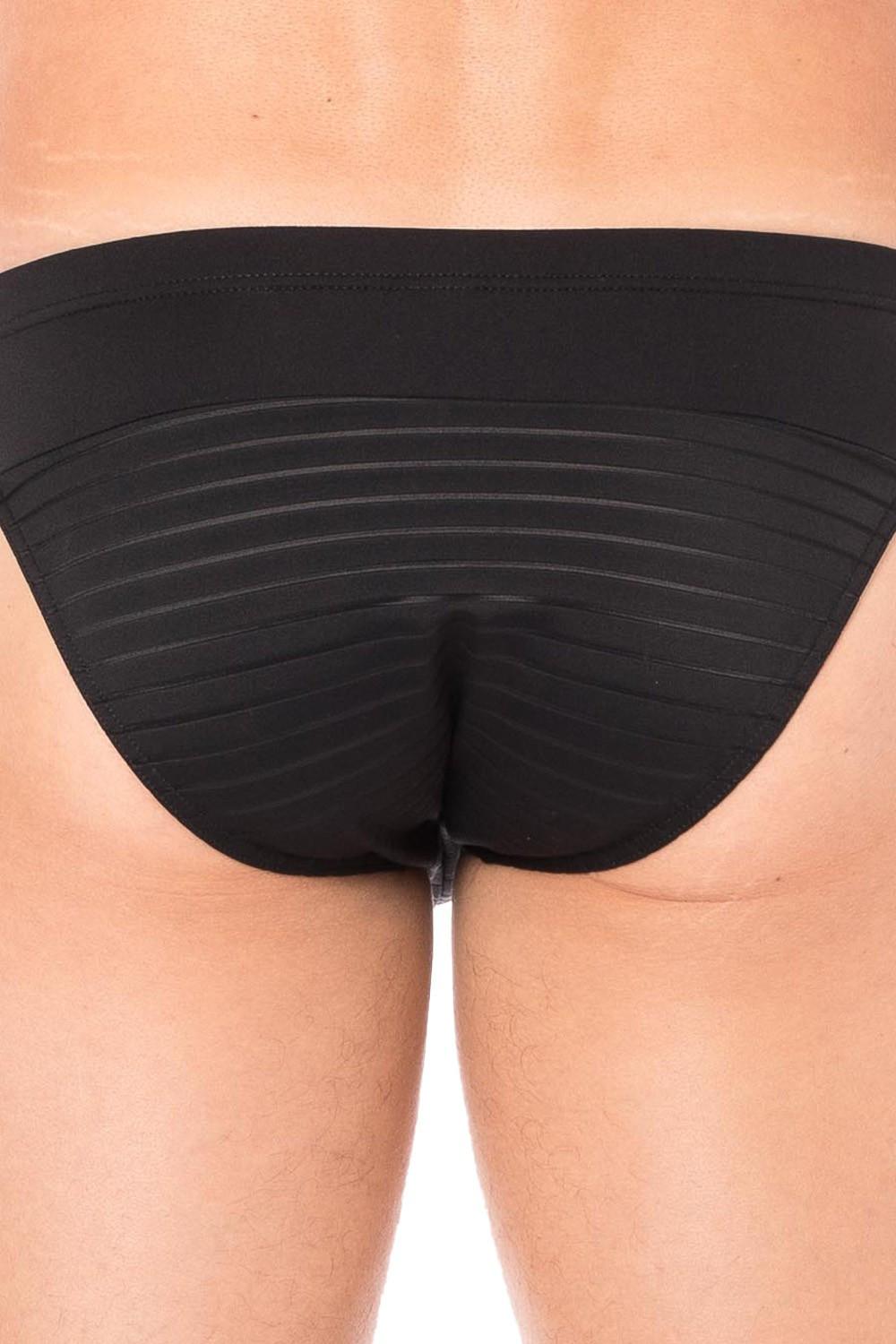 Slip noir rayé opaque et transparent