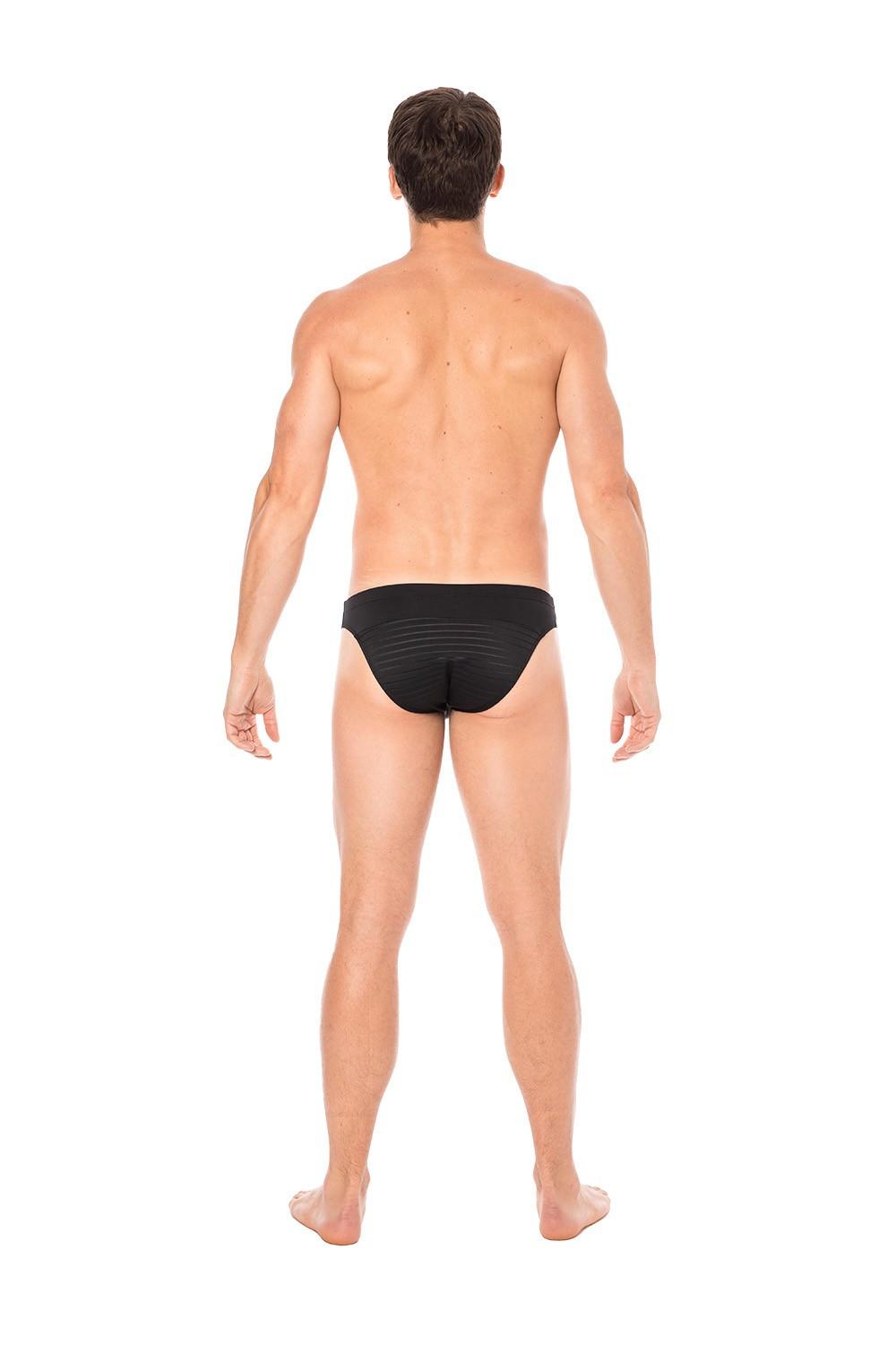 Slip noir rayé opaque et transparent