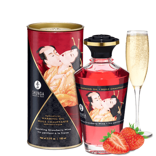 Huile chauffante aphrodisiaque – Vin pétillant à la fraise 100ml