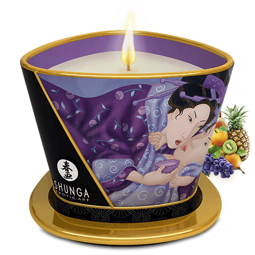 Bougie de massage lueur et caresses – Libido Fruits exotiques