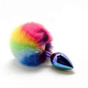 plug pompon arc-en-ciel s