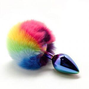 plug pompon arc-en-ciel m