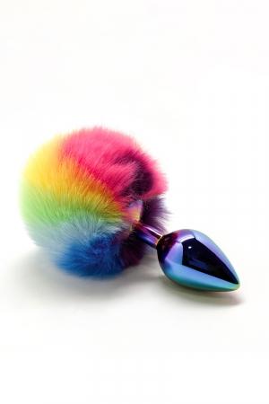 plug pompon arc-en-ciel m