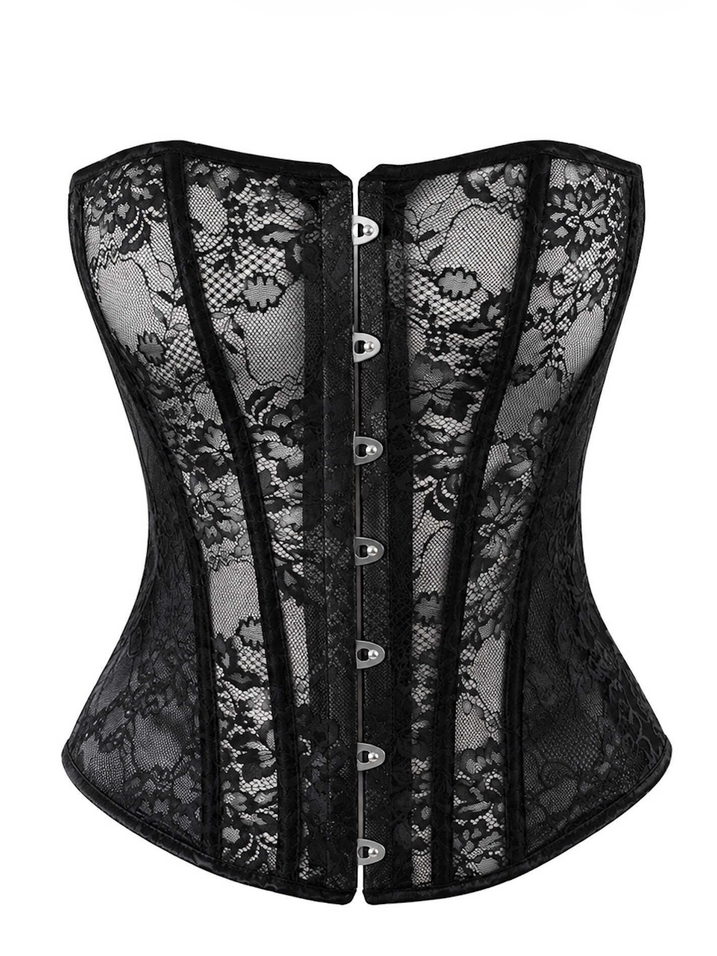 F406 One more kiss Corset en dentelle et powerwetlook