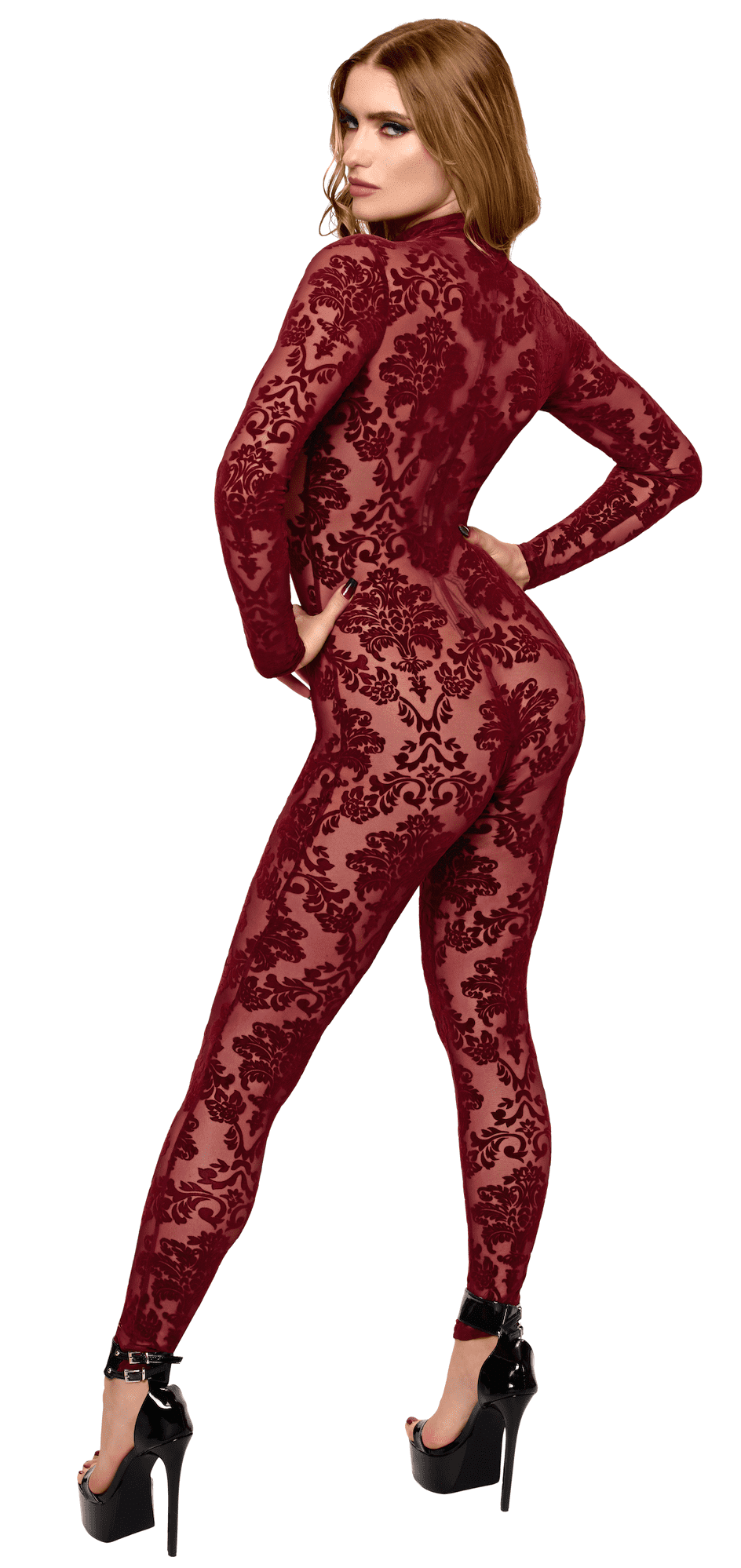F421 Masquerade Bodystocking avec Zip Trois Voies