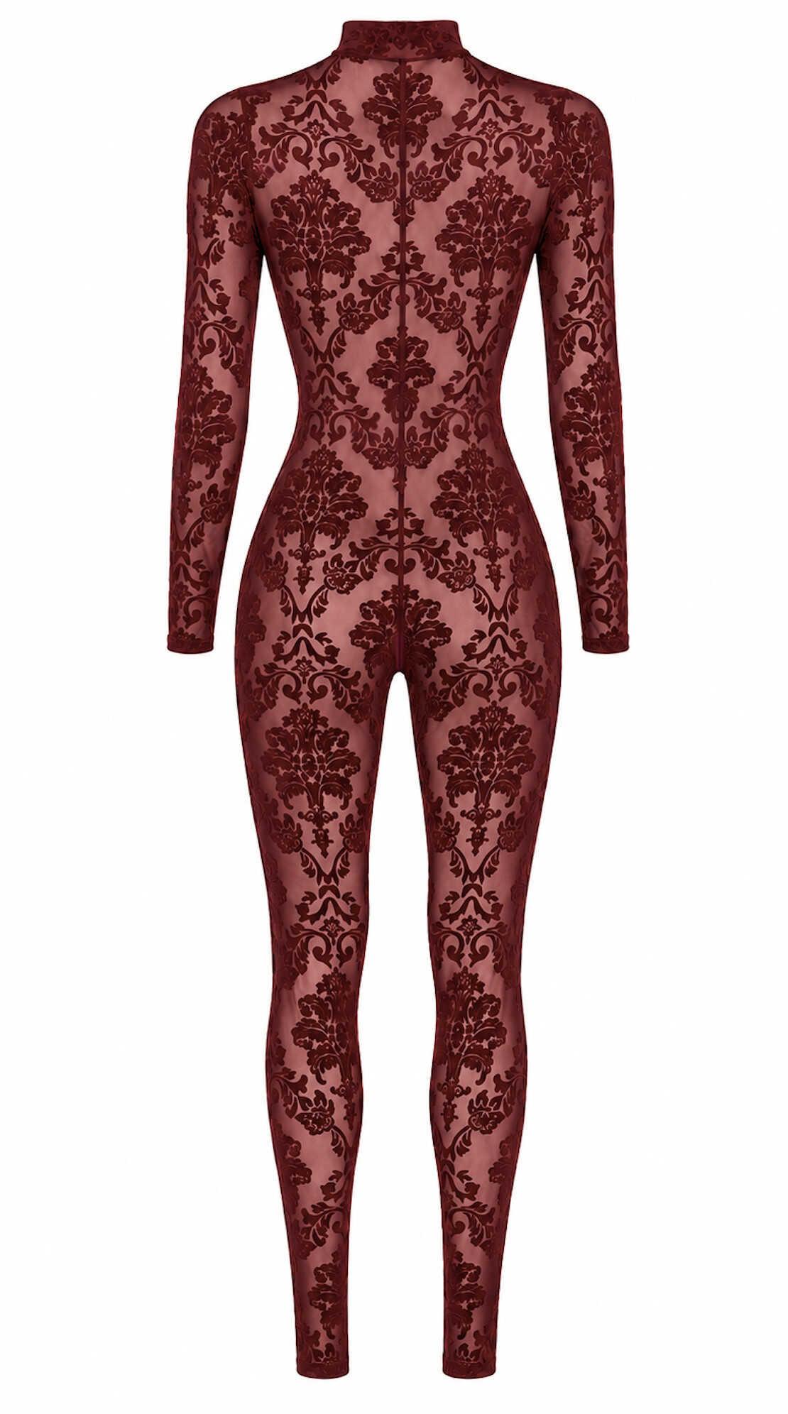 F421 Masquerade Bodystocking avec Zip Trois Voies
