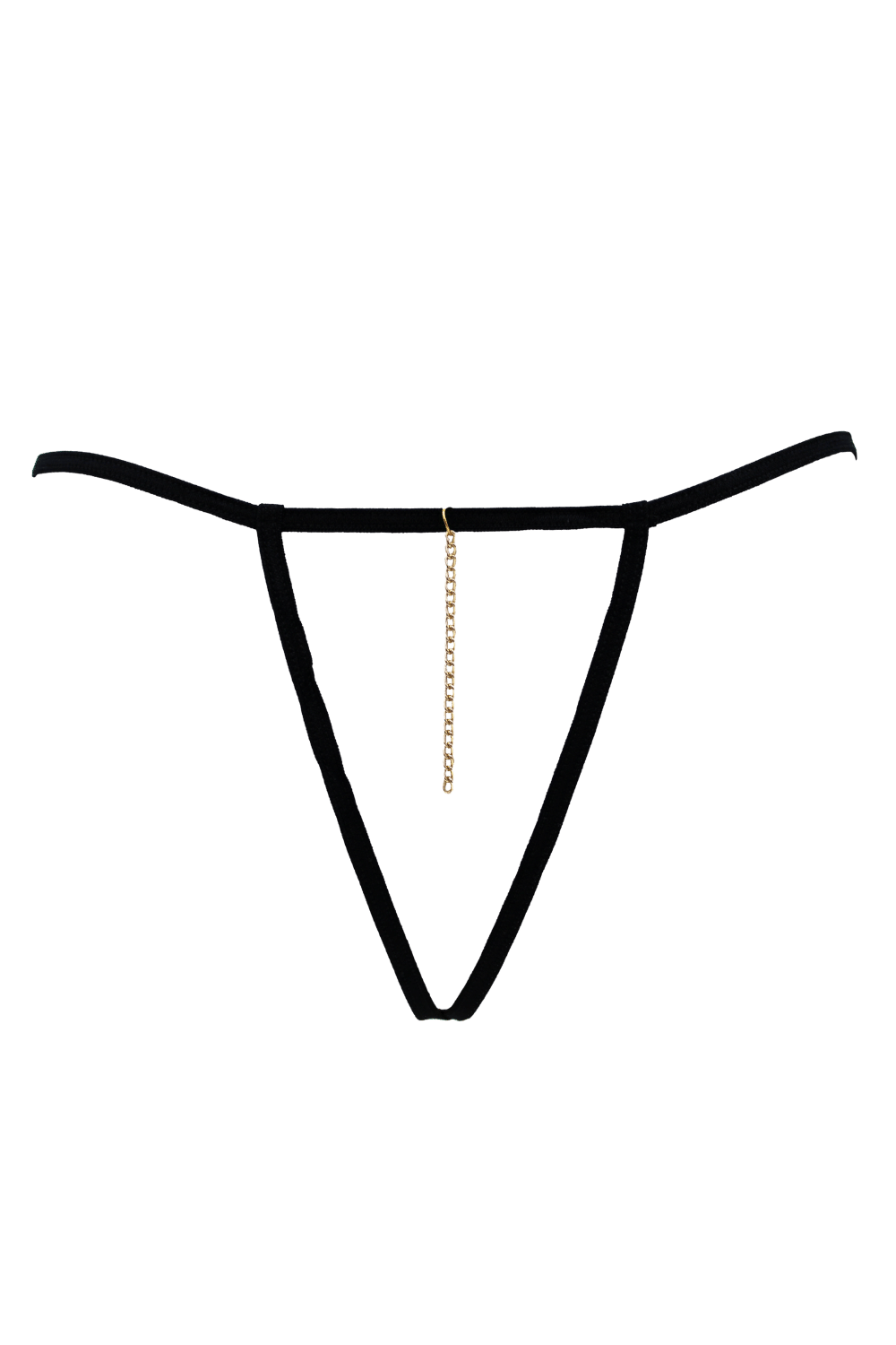 String noir en dentelle avec bijou et chaîne dorée