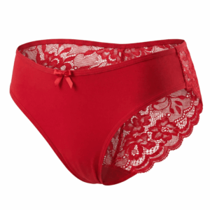 Culotte rouge en dentelle avec nœud en satin