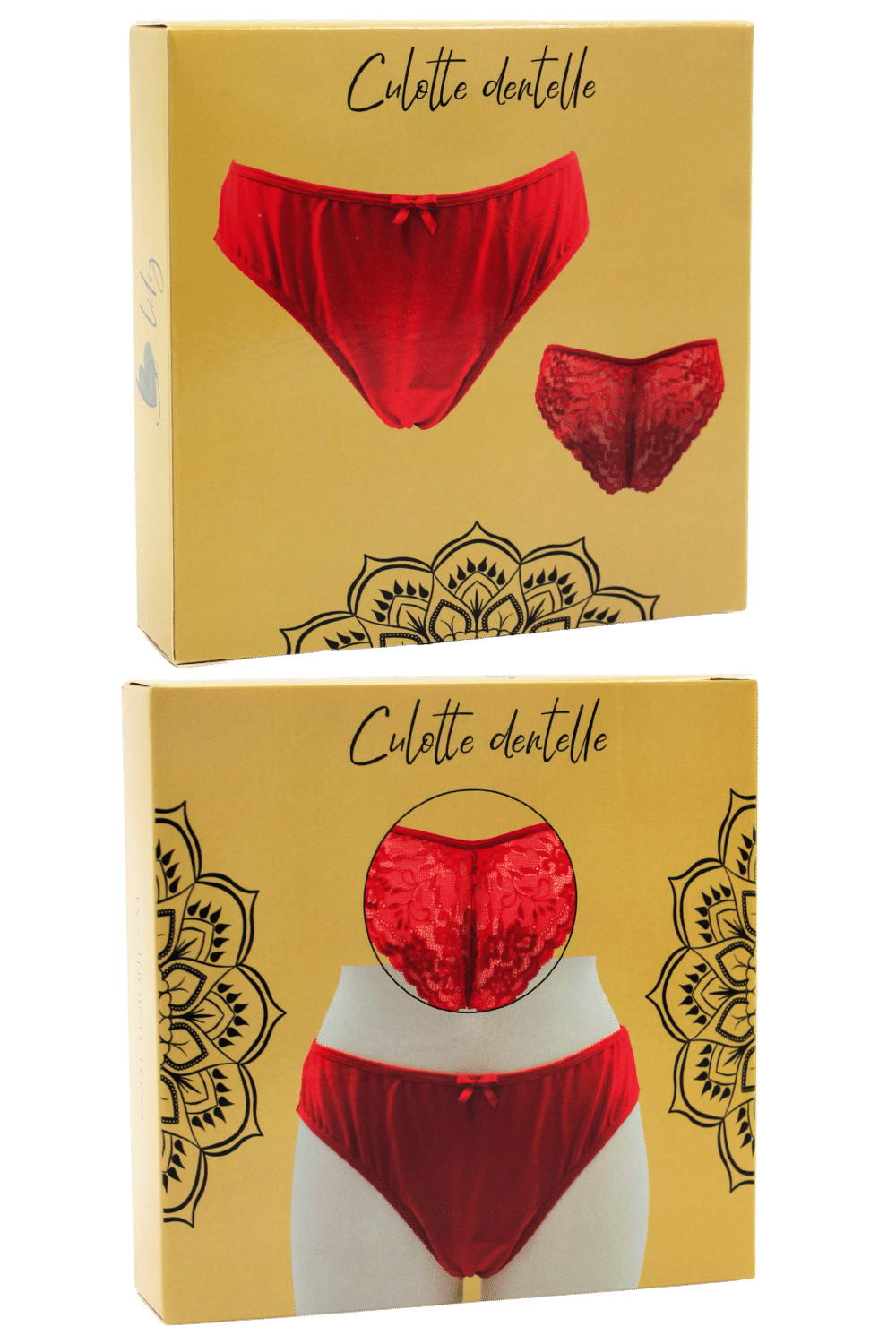 Culotte rouge en dentelle avec nœud en satin