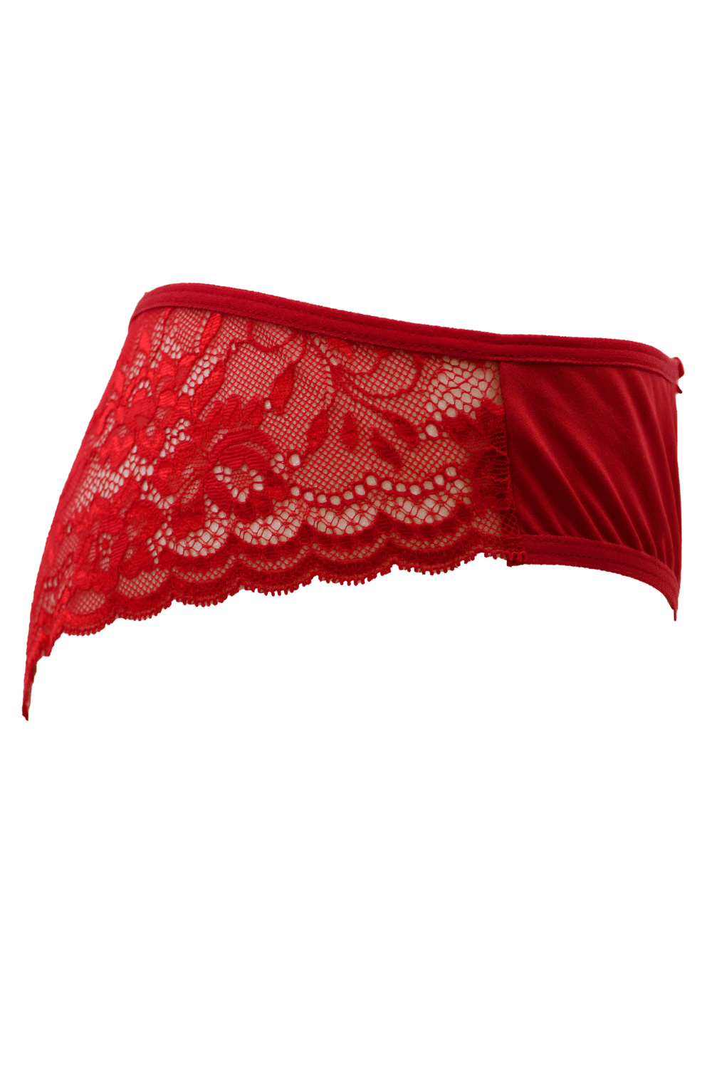 Culotte rouge en dentelle avec nœud en satin