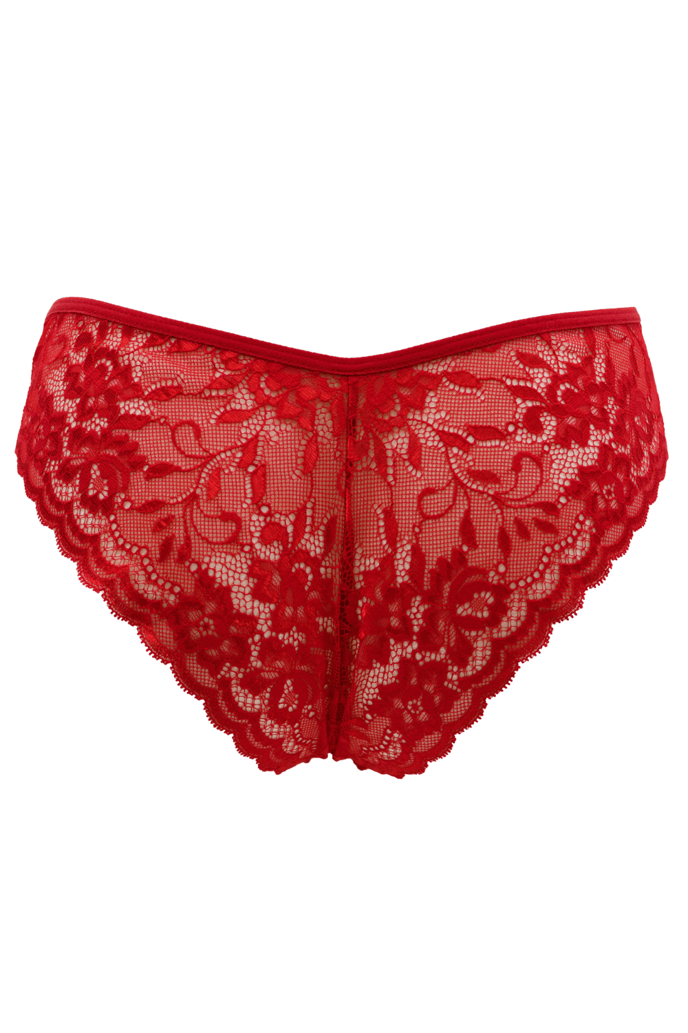Culotte rouge en dentelle avec nœud en satin