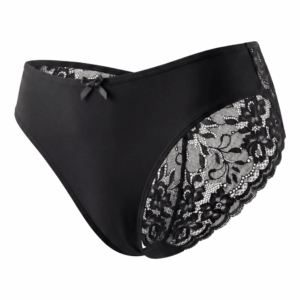 Culotte noire en dentelle avec nœud en satin
