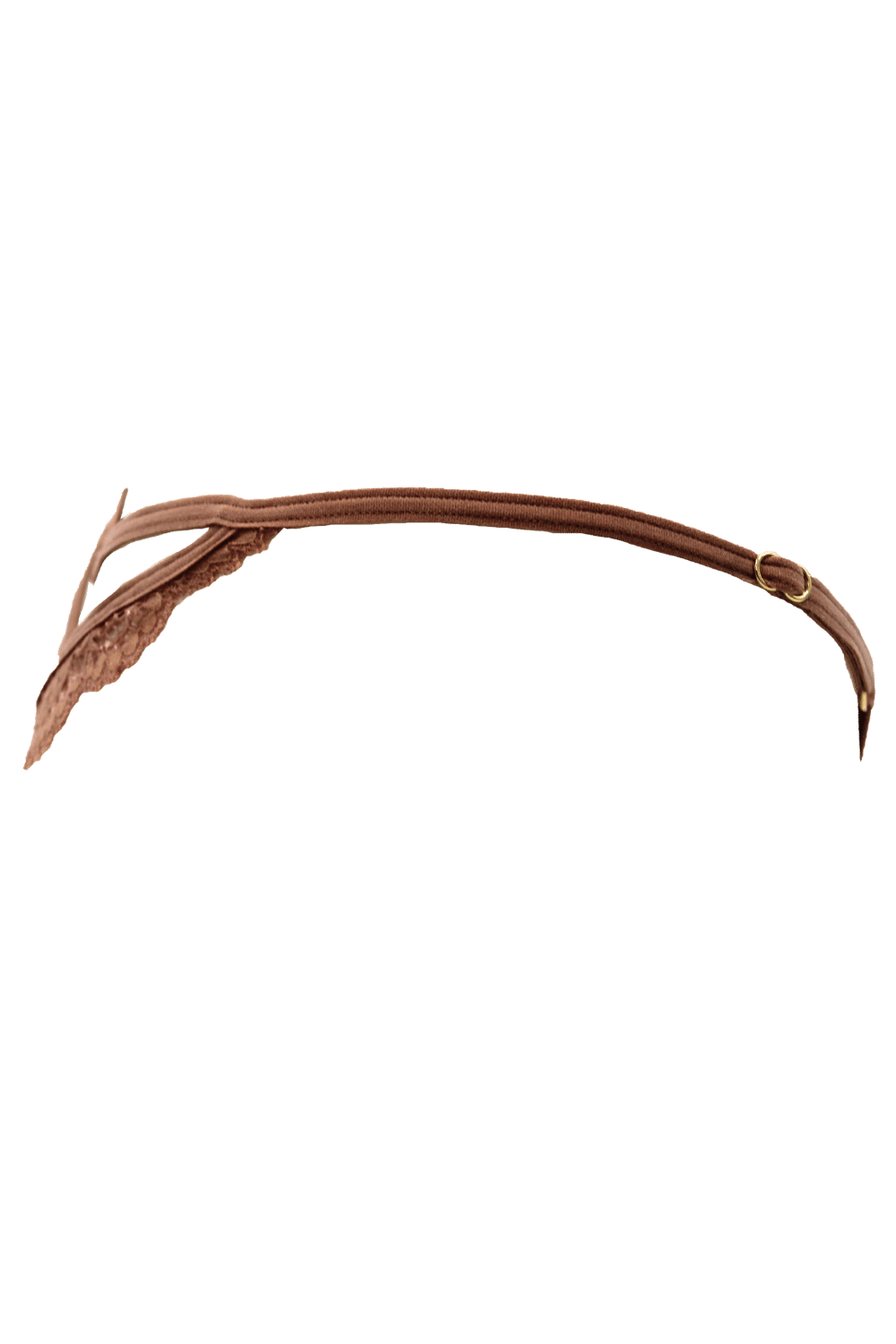String taupe en dentelle avec bijou cœur doré