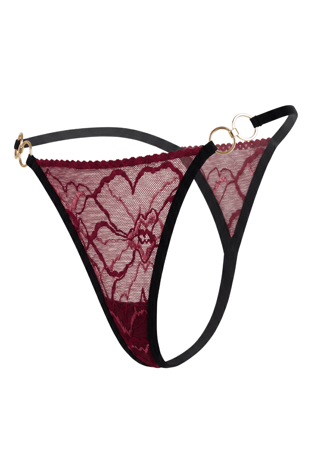 String bordeaux avec anneaux détachables