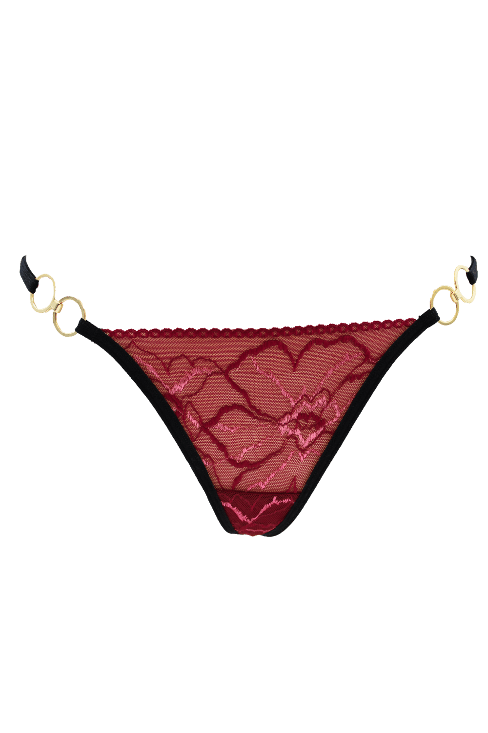 String bordeaux avec anneaux détachables
