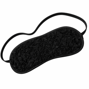 Bandeau pour les yeux noir avec fleurs en tissu en relief – Dreamy Fetish