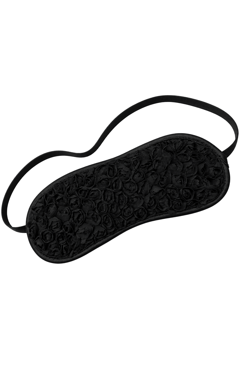Bandeau pour les yeux noir avec fleurs en tissu en relief – Dreamy Fetish